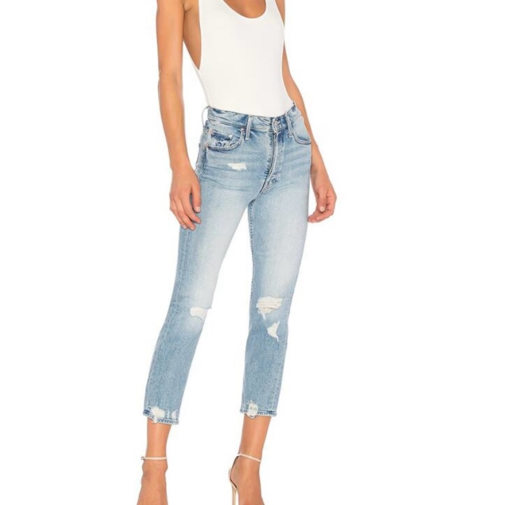 Mother Denim Distressed Light Wash Jeans